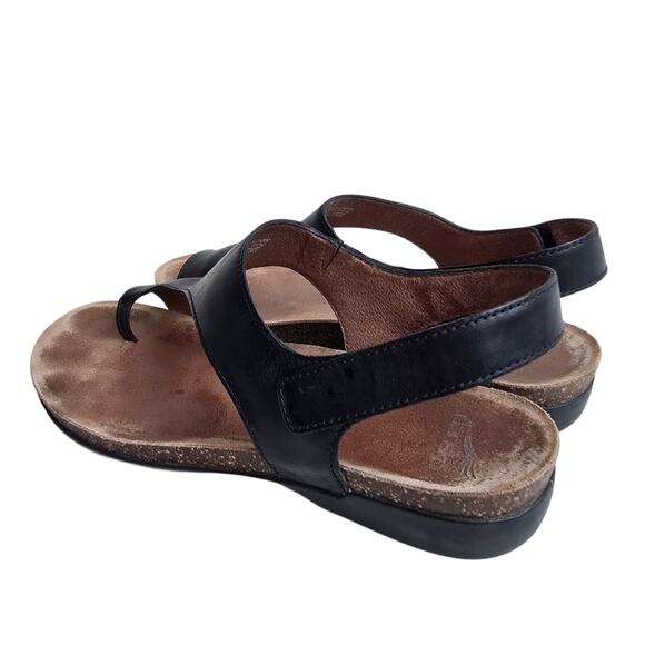 Black Leather Sandals Dansko Reece Size EU40 US 9.5-10 Toe Loop Sandal - Picture 5 of 14
